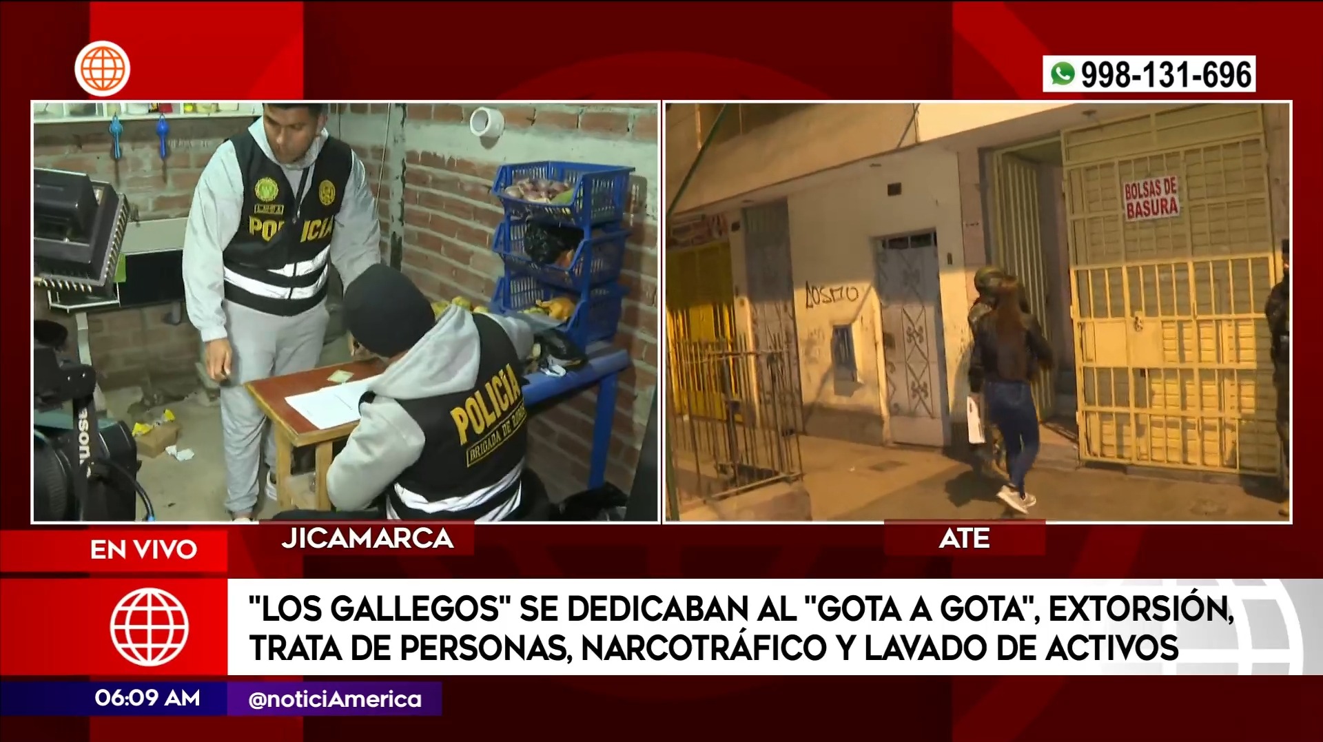 Operativo contra organización criminal Los Gallegos. Foto: América Noticias