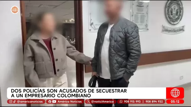 Policías acusados de secuestrar a empresario colombiano. Foto: América Noticias