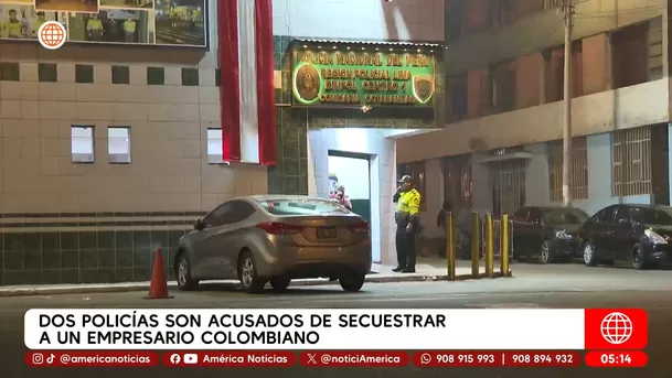 Policías acusados de secuestrar a empresario colombiano. Foto: América Noticias