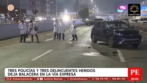 Tres policías heridos y dos delincuentes muertos deja balacera en la Vía Expresa en Lince. Foto y video: América Noticias