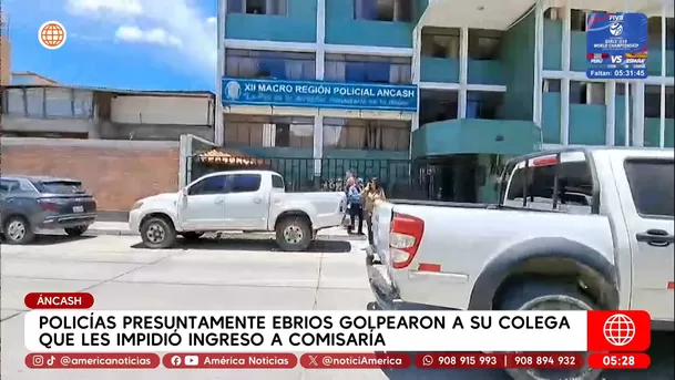 Policías presuntamente ebrios golpearon a su colega que les impidió ingreso a comisaría en Áncash. Foto: América Noticias