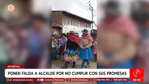 Ponen falda a alcalde por no cumplir con sus promesas en Apurímac. Foto y video: América Noticias