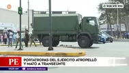 Portatropas del Ejército atropelló y mató a transeúnte