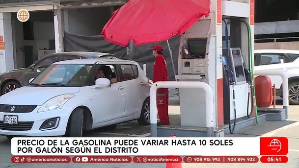 Precio de la gasolina puede variar hasta 10 soles por galón según el distrito. Foto: América Noticias