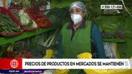 Precios de productos en mercados se mantienen