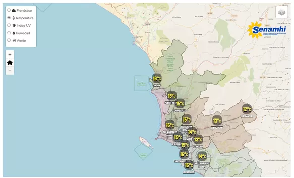 Temperatura en los distritos de Lima