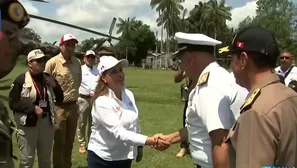 Dina Boluarte llegó a isla Chinería para liderar acción cívica. Foto y video: Canal N