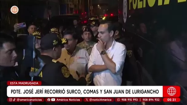 Presidente José Jeri visitó centrales de monitoreo en Lima. Foto: América Noticias Presidente José Jeri visitó centrales de monitoreo en Lima. Foto: América Noticias