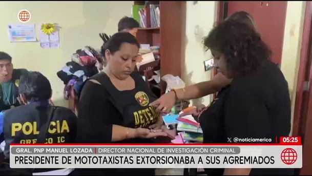 Presidente de mototaxistas extorsionaba a sus agremiados. Foto: América Noticias