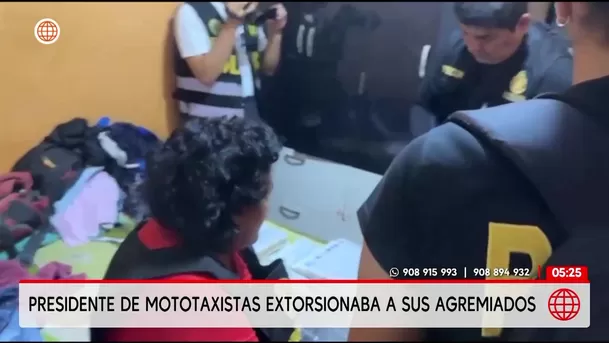 Presidente de mototaxistas extorsionaba a sus agremiados. Foto: América Noticias