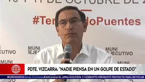 Presidente Vizcarra dijo que defenderá el Estado democrático en el país.