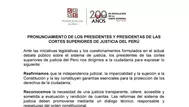 ¿Por qué los presidentes de las cortes superiores emitieron un pronunciamiento de respaldo institucional?