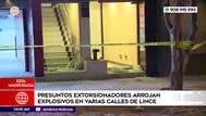 Presuntos extorsionadores arrojan explosivos en calles de Lince