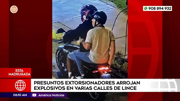 Presuntos extorsionadores arrojan explosivos en varias calles de Lince. Foto: América Noticias