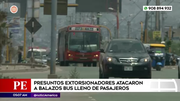 Presuntos extorsionadores atacaron a balazos bus lleno de pasajeros en Villa El Salvador. Foto: América Noticias