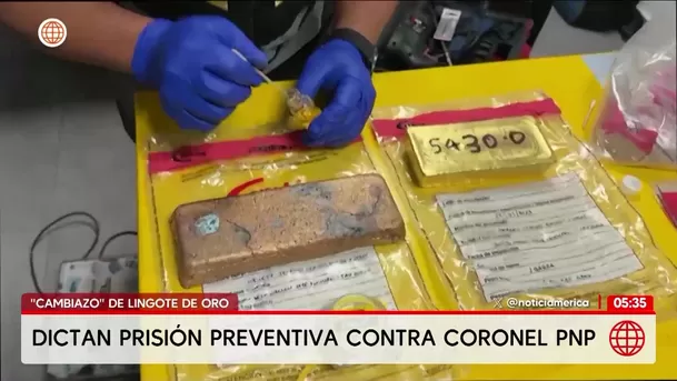 Prisión preventiva para coronel PNP por robo de lingote de oro. Foto: América Noticias