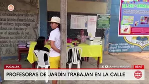 Profesoras de colegio inicial trabajan en la calle en Pucallpa. Foto y video: América Noticias