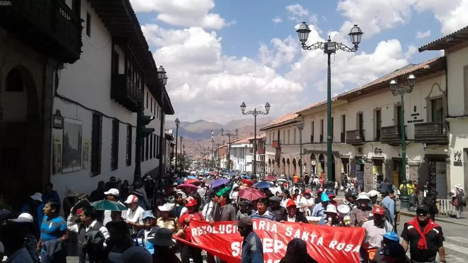 Huelga de maestros en el Cusco. (Vía: Twitter)