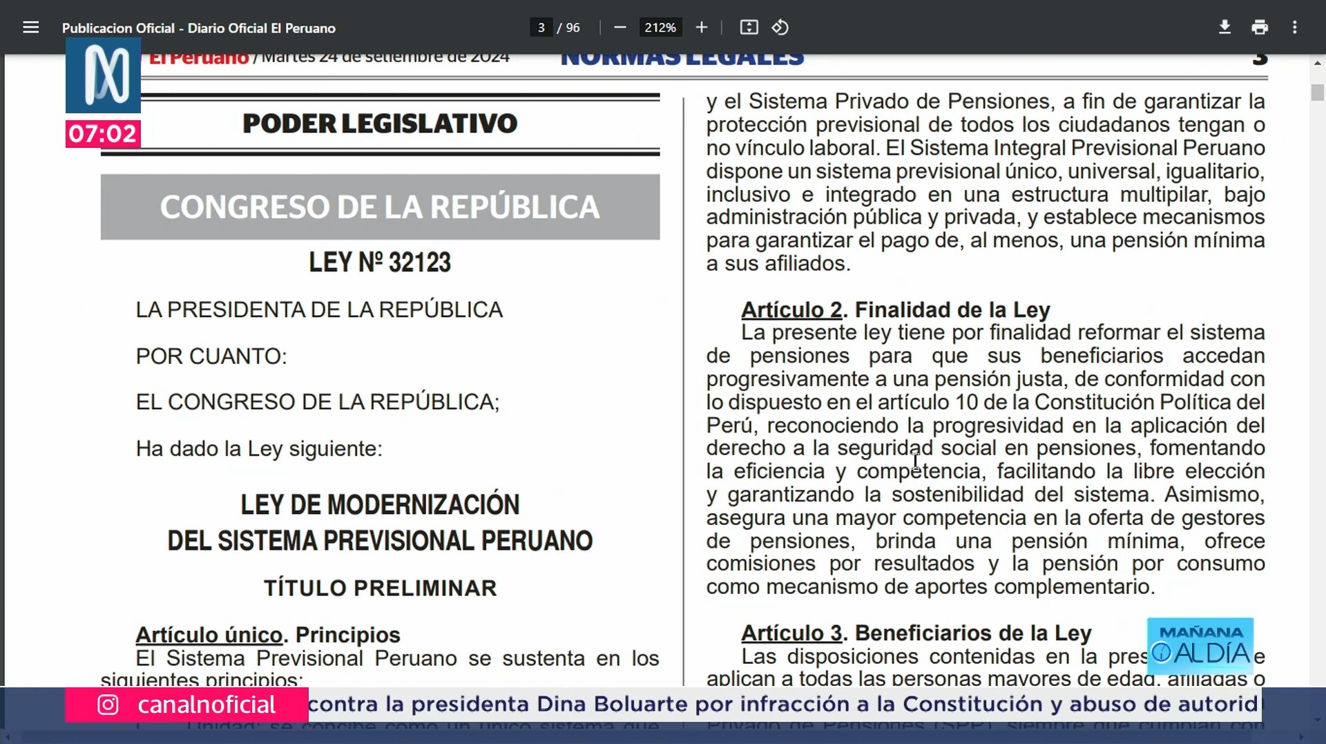 Promulgan ley de modernización del sistema previsional de pensión