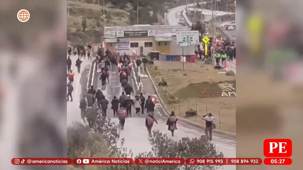 Protestan contra minera Antamina por presunto incumplimiento de obras en Áncash. Foto: América Noticias