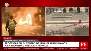 Protestas en el Centro de Lima dejaron daños a la propiedad pública y privada. Foto y video: América Noticias 