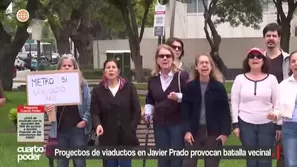 El proyecto de viaductos en la avenida Javier Prado ha generado oposición en distritos como San Isidro, La Molina y Magdalena. Los vecinos denuncian que no soluciona el transporte público y afectará zonas residenciales. Video: Cuarto Poder