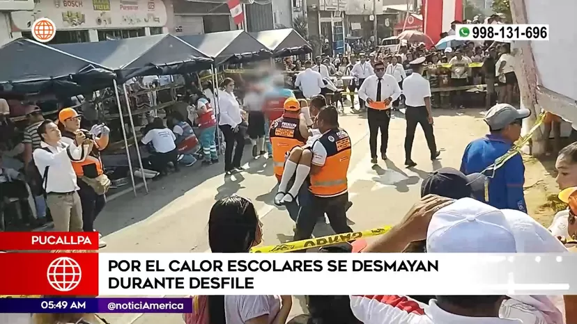 Pucallpa: Escolares se desmayan durante desfile por excesivo calor