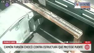 Pueblo Libre: Camión furgón choca contra pórtico metálico en la avenida Brasil. Foto y video: América Noticias