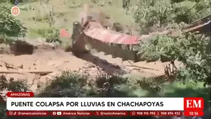 Puente colapsa por lluvias en Chachapoyas. Foto y video: América Noticias