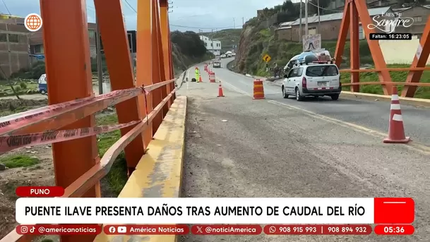 Puente Ilave presenta daños tras aumento de caudal del río en Puno. Foto: América Noticias Puente Ilave presenta daños tras aumento de caudal del río en Puno. Foto: América Noticias