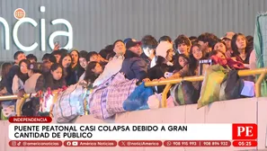 Puente peatonal casi colapsa debido a gran cantidad de público en Independencia. Foto y video: América Noticias
