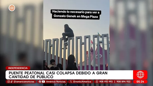 Puente peatonal casi colapsa debido a gran cantidad de público en Independencia. Foto: América Noticias