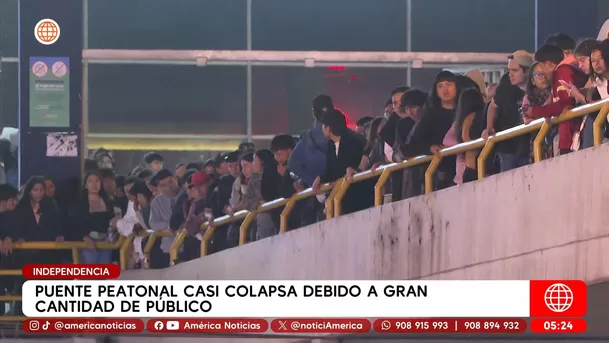Puente peatonal casi colapsa debido a gran cantidad de público en Independencia. Foto: América Noticias
