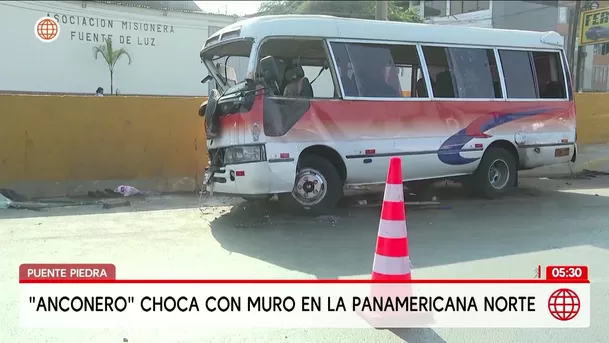 Puente Piedra: Bus Anconero choca contra muro en la Panamericana Norte. Foto: América Noticias