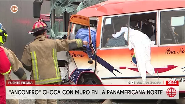 Puente Piedra: Bus Anconero choca contra muro en la Panamericana Norte. Foto: América Noticias