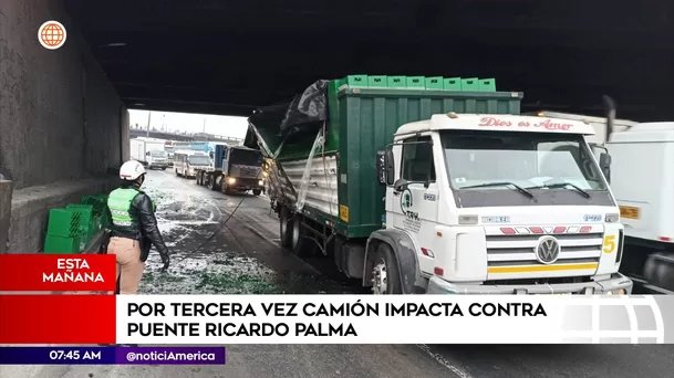 Camión impacta contra puente Ricardo Palma. Foto: América Noticias