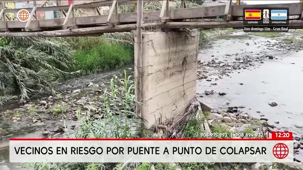 Puente Victoria está en peligro de colapsar en río Chillón. Foto: América Noticias