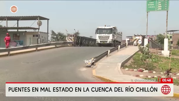 Puentes en mal estado en la cuenca del río Chillón. Foto: América Noticias Puentes en mal estado en la cuenca del río Chillón. Foto: América Noticias