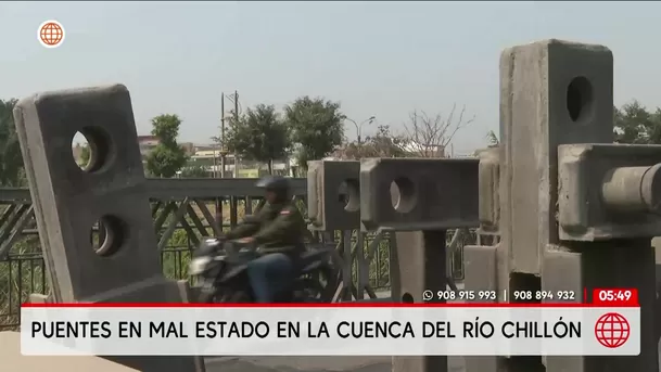 Puentes en mal estado en la cuenca del río Chillón. Foto: América Noticias Puentes en mal estado en la cuenca del río Chillón. Foto: América Noticias