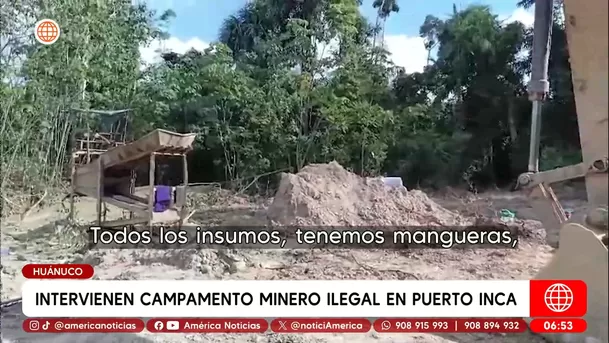 Intervienen campamento minero ilegal en Puerto Inca en Huánuco. Foto: América Noticias Intervienen campamento minero ilegal en Puerto Inca en Huánuco. Foto: América Noticias