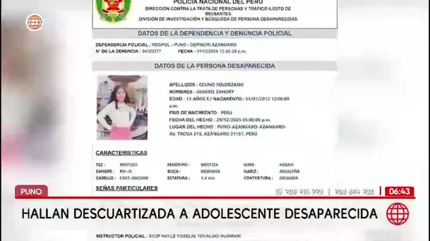 Puno: Menor desaparecida fue hallada sin vida en Azángaro/ América Noticias