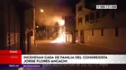 Puno: Incendiaron casa de familia del congresista Jorge Flores Ancachi