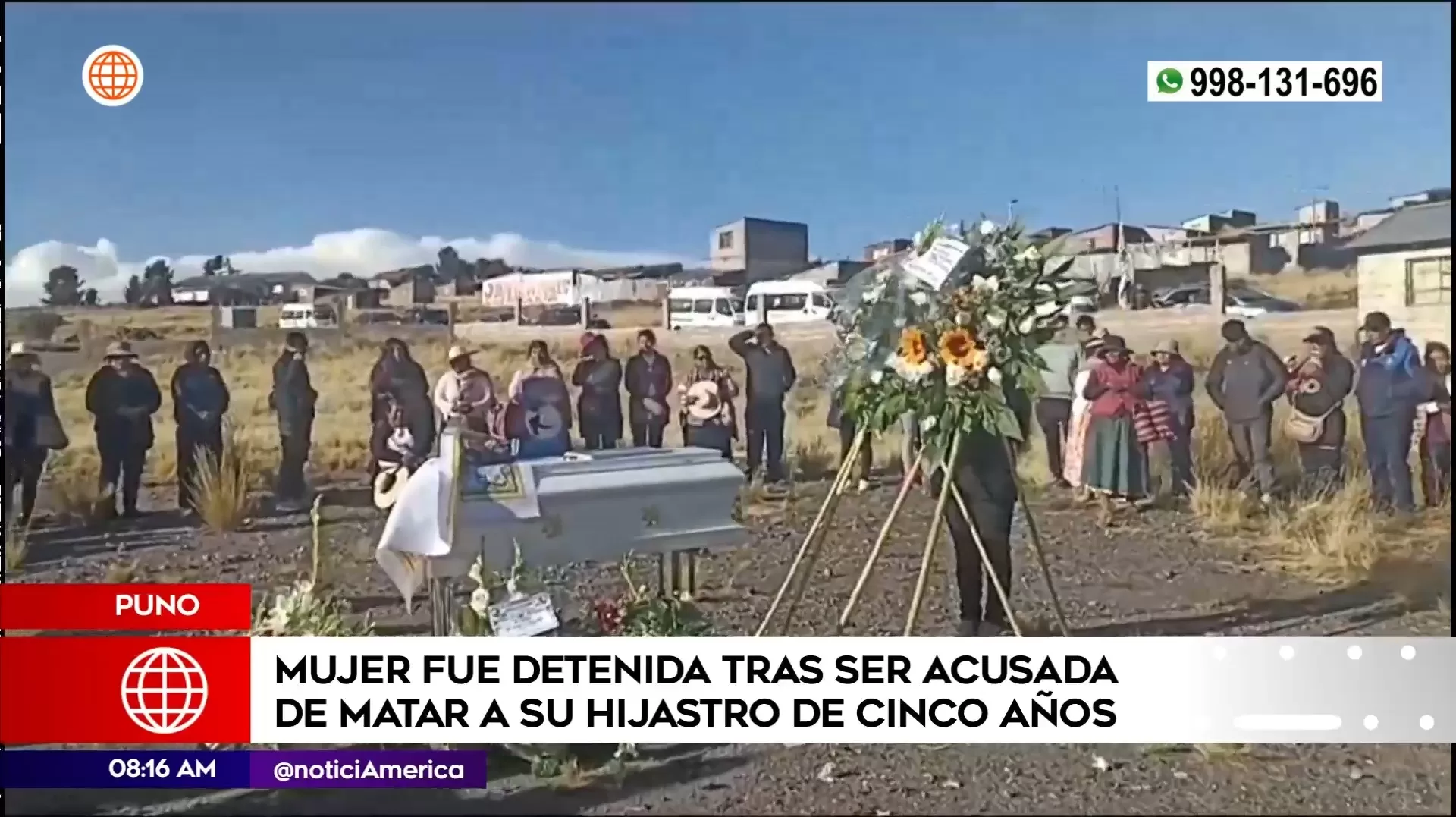 Menor fue despedido por sus vecinos y familiares en el cementerio de Cancharani | Imagen: América Noticias