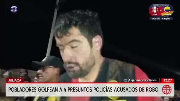 Puno: Pobladores retienen a cuatro presuntos policías en Juliaca acusados de robo. Foto: América Noticias