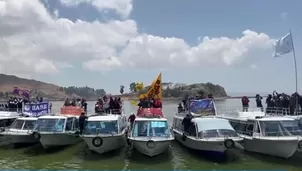 Los profesores han llegado hasta el lago Titicaca para hacerse sentir y exigir medidas al gobierno central. / Video: Canal N