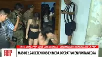 Punta Negra: Policía detiene a 124 personas con armas y abundante droga en mega operativo. Foto y video: Cuarto Poder