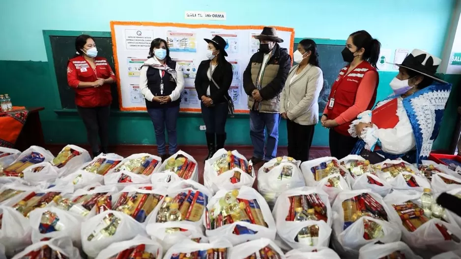 Los estudiantes de la región Apurímac recibieron canastas de alimentos de Qali Warma. Foto: Midis