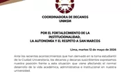 ¿Por qué los decanos de UNMSM rechazan reelección de autoridades?