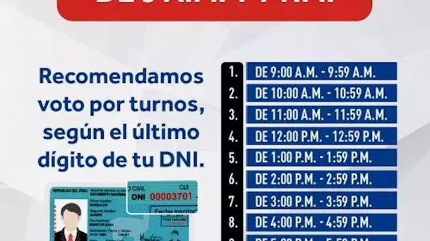 Horario recomendado por la ONPE