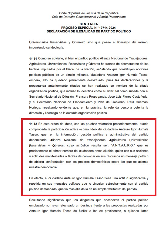 ¿Por qué se declaró ilegal el partido A.N.T.A.U.R.O.?